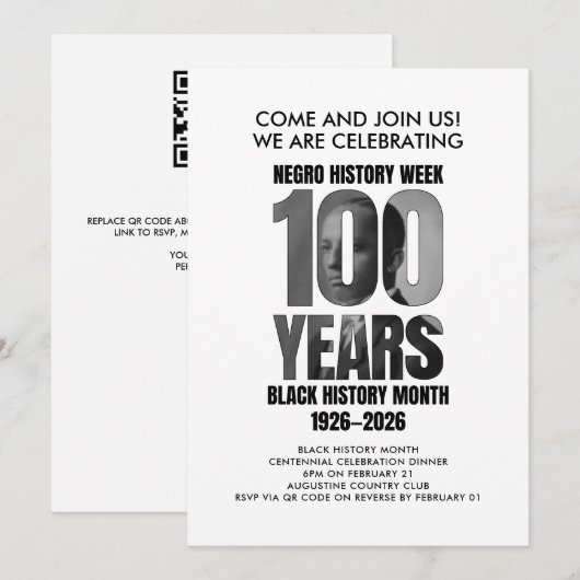 Invitation BLACK HISTORY MONTH Centennial Dinner (Devant / Derrière)