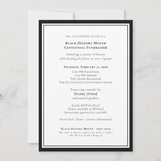 Invitation Black History Month Centennial Formal Fundraiser (Devant)