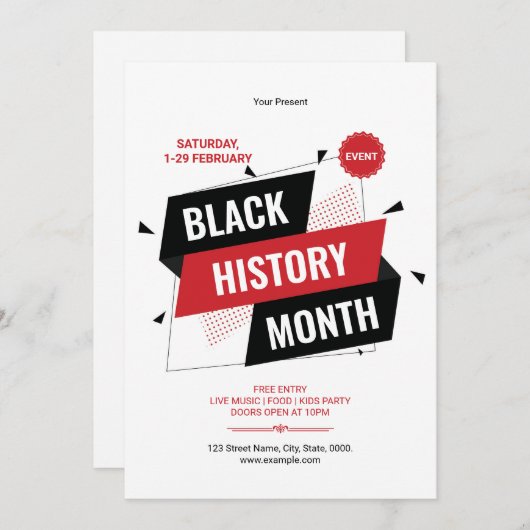 Invitation Black History Month Flyer Template (Devant / Derrière)