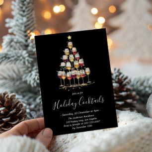 Invitation Black Holiday Cocktail - Soirée de Noël élégante