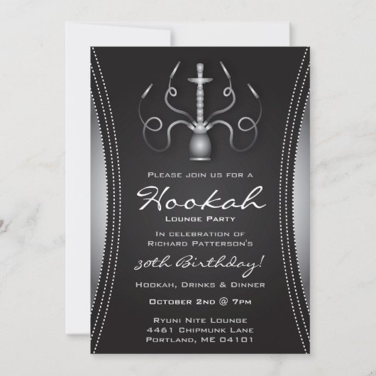 Invitation Black Hookah Party (Devant)