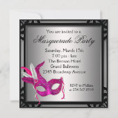 Invitation Black Hot Rose Masque Hot Rose Masquerade Party (Dos)