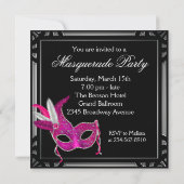 Invitation Black Hot rose Masquerade Party (Dos)
