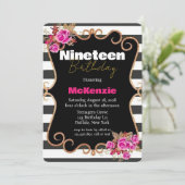 Invitation Black Hot rose Rose Fille 19ème anniversaire (Debout devant)