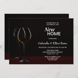 Invitation Black House Wine Glass Party
