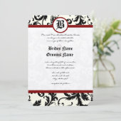 Invitation Black Ivory & Maroon Mariage damassé (Debout devant)