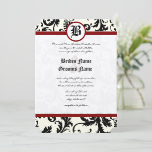 Invitation Black Ivory & Maroon Mariage damassé