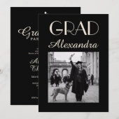 Invitation Black Ivory Veterinary Medicine Graduation Party (Devant / Derrière)