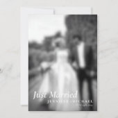Invitation Black Just Marié Élégant Simple Photo Mariage (Devant)