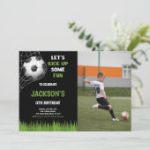 Invitation Black kick's fun Photo Soccer Anniversaire (Debout devant)