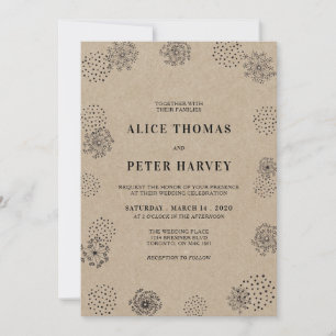 Invitation Black & Kraft Cérémonie de mariage simple modern