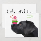 Invitation Black Lab Dog & Cupcake - fête d'anniversaire Amou (Devant / Derrière)