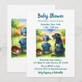 Invitation Black Lab et Baby Boy Baseball Baby shower à thème (Devant / Derrière)