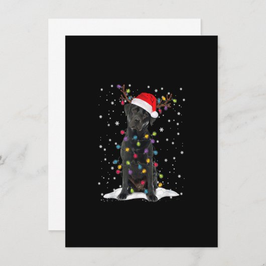Invitation Black Lab Labrador Christmas Tree Light Pyjama Chi (Devant / Derrière)