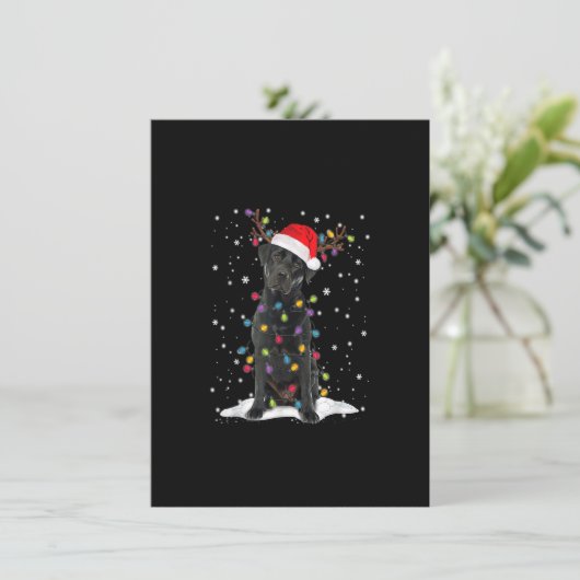 Invitation Black Lab Labrador Christmas Tree Light Pyjama Chi (Debout devant)
