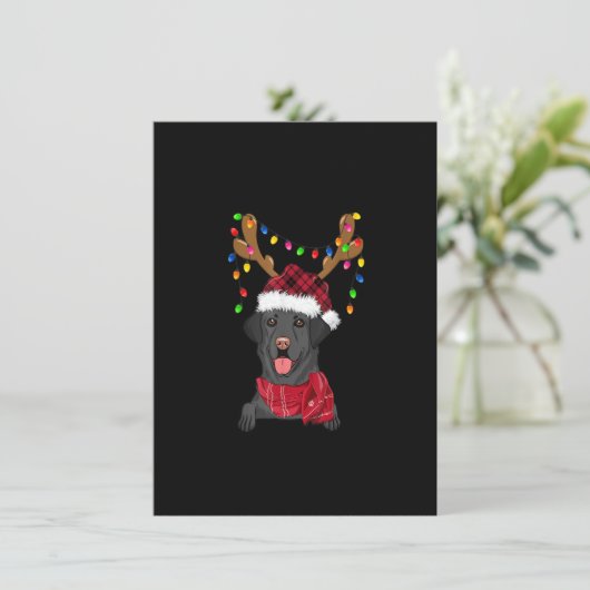 Invitation Black Lab Labrador Christmas Tree Light Pyjama Chi (Debout devant)