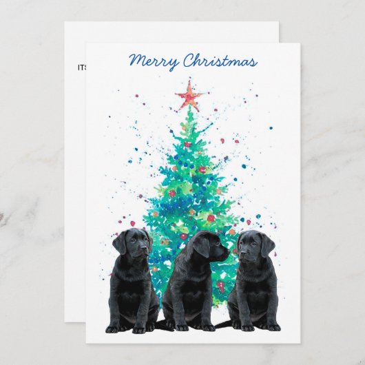 Invitation Black Lab Noël Joyeux Labrador Mocal Chien Chien C (Devant / Derrière)