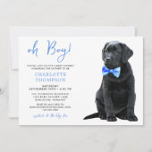 Invitation Black Labrador Baby shower Chien Chien Chien bleu  (Devant)