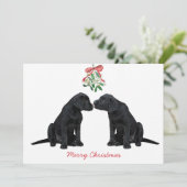 Invitation Black Labrador Mistletoe mignon Chien Chien Chien  (Debout devant)