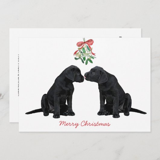 Invitation Black Labrador Mistletoe mignon Chien Chien Chien  (Devant / Derrière)