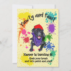 Invitation Black Labrador Retriever Art Birthday Party Invita