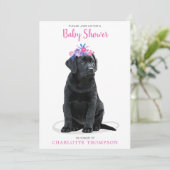 Invitation Black Labrador Retriever Baby shower Rose Girl (Debout devant)