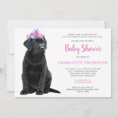 Invitation Black Labrador Retriever Baby shower Rose Girl (Dos)