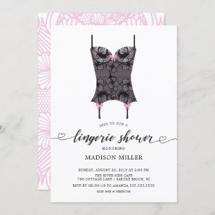 Invitation Black Lace Corset Bridal Lingerie Douche