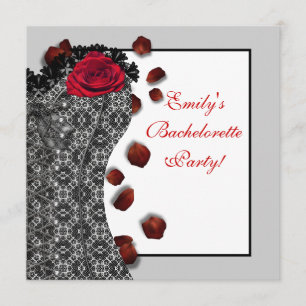 Invitation Black Lace Corset Rouge Haut talon Bachelorette Pa