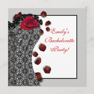 Invitation Black Lace Corset Rouge Haut talon Bachelorette Pa