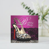 Invitation Black Lace Hot Pink Leopard Anniversaire Invitat (Debout devant)