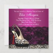 Invitation Black Lace Hot Pink Leopard Anniversaire Invitat (Dos)