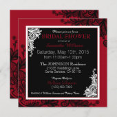 Invitation Black Lace Rouge Moderne Goth Fête des mariées (Devant / Derrière)