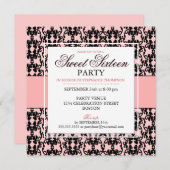 Invitation Black Lace Sweet 16 Anniversaire (Devant / Derrière)