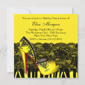 Invitation Black Lace talon haute chaussures Jaune fête d'ann (Dos)