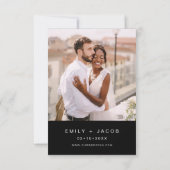 Invitation Black Le Mariage du Mariage minimaliste photo (Dos)