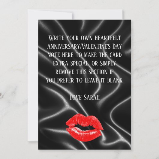 Invitation Black Leather Anniversary/Valentine's Flat Card (Dos)