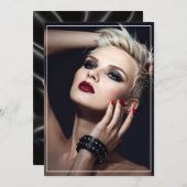 Invitation Black Leather Anniversary/Valentine's Flat Card (Devant / Derrière)