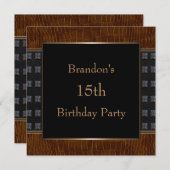 Invitation Black Leather Boys fête d'anniversaire (Devant / Derrière)