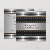 Invitation Black Leather Chrome Mans 21e fête d'anniversaire (Devant / Derrière)