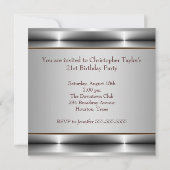 Invitation Black Leather Chrome Mans 21e fête d'anniversaire (Dos)