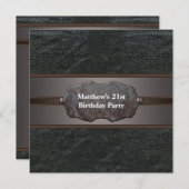 Invitation Black Leather Metal Mans 21e fête d'anniversaire (Devant / Derrière)