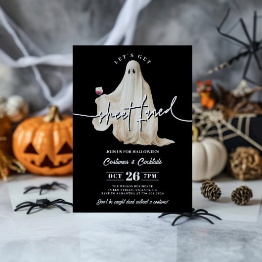 Invitation Black Let's Get Sheet Faced Drôle d'Halloween
