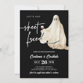 Invitation Black Let's Get Sheet Faced Drôle d'Halloween (Devant)