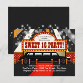 Invitation Black Limo Movie Star Sweet 16 Party (Devant / Derrière)