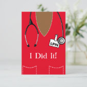 Invitation Black LPN Infirmière Graduation Scrub #90 (Debout devant)