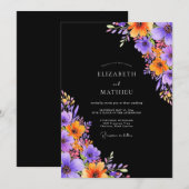 Invitation Black Lustrous Autumnal Wedding (Devant / Derrière)