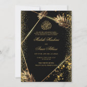 Invitation Black Luxury Gold Feuille musulman musulman Mariag