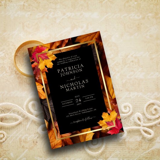 Invitation Black Magic rencontre Rustic Golden Autumn Mariage