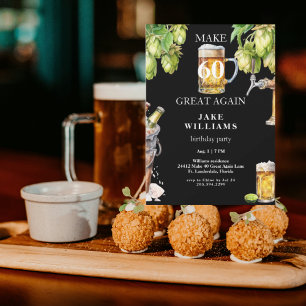 Invitation Black Make 60 Great Again Bière fête d'anniversair